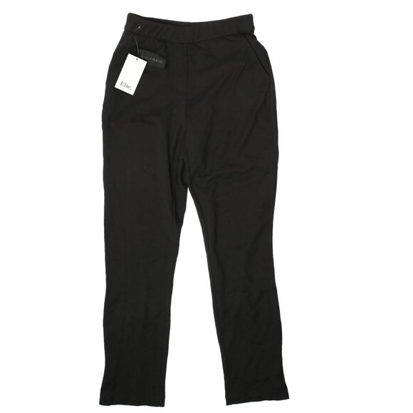Elie Tahari Stretch Knit Career Pants Trousers Black Elastic Waist Slit Ankle XS - Picture 1 of 12